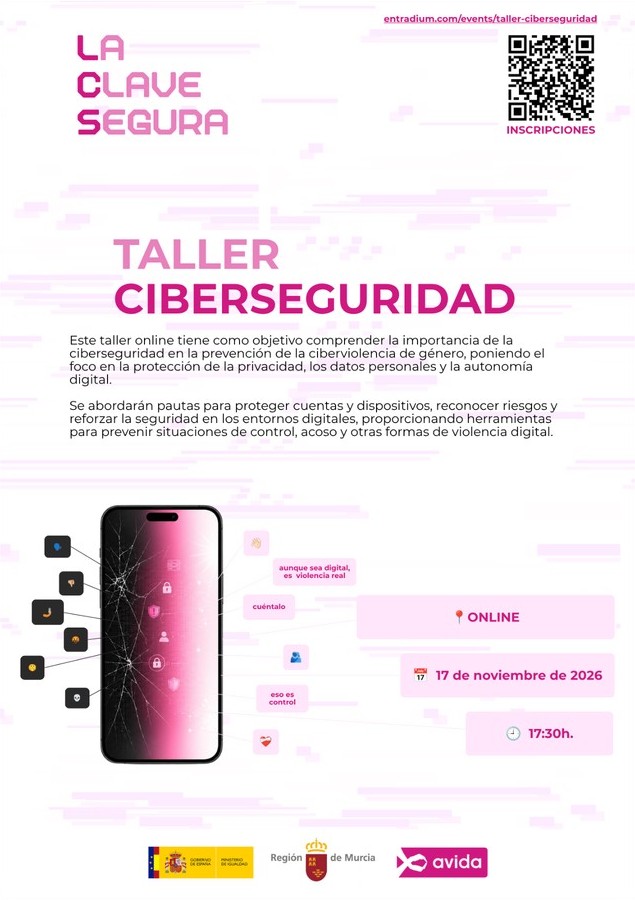 Cartel del taller «Ciberseguridad», 17 de noviembre de 2026, 17:30h, online